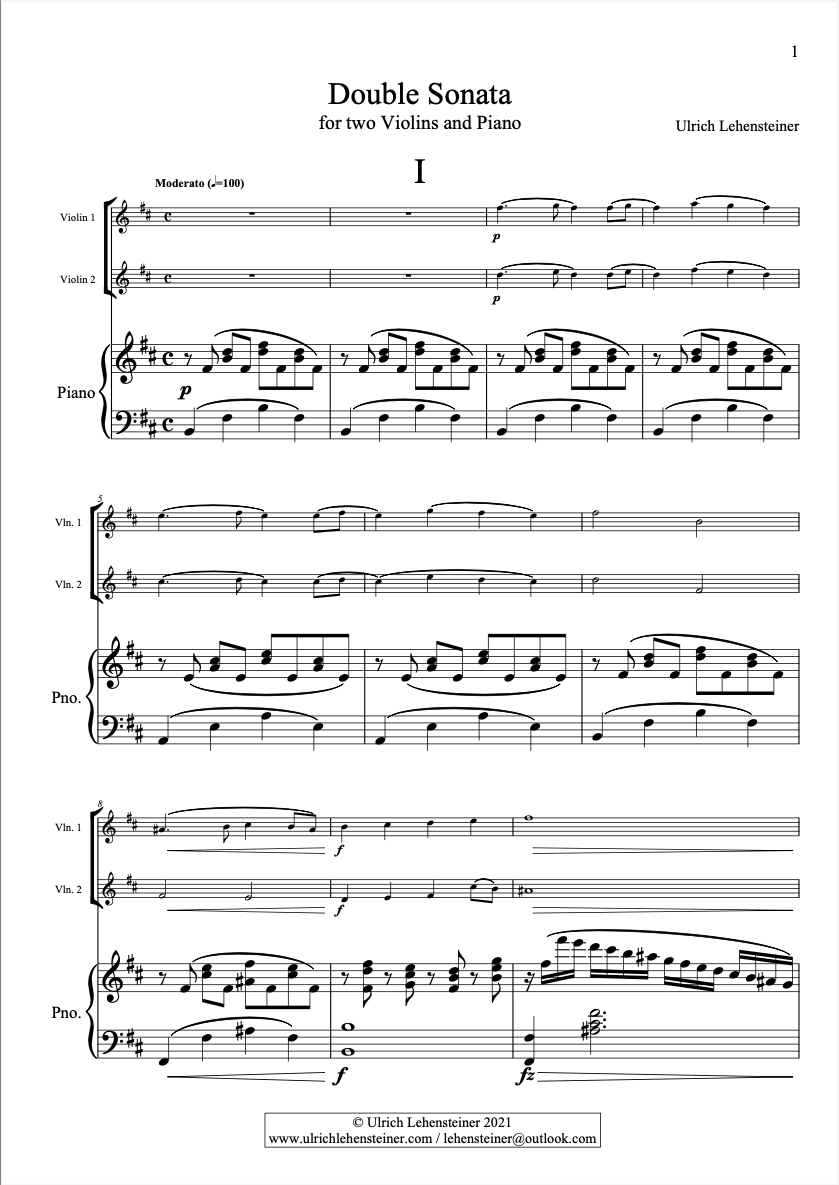 Double Sonata (for 2 Violins & Piano